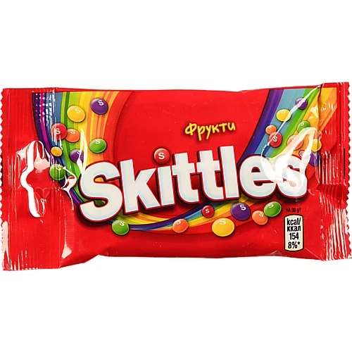 Драже жувальні в різнокольоровій цукровій оболонці Фрукти Skittles м/у 38г
