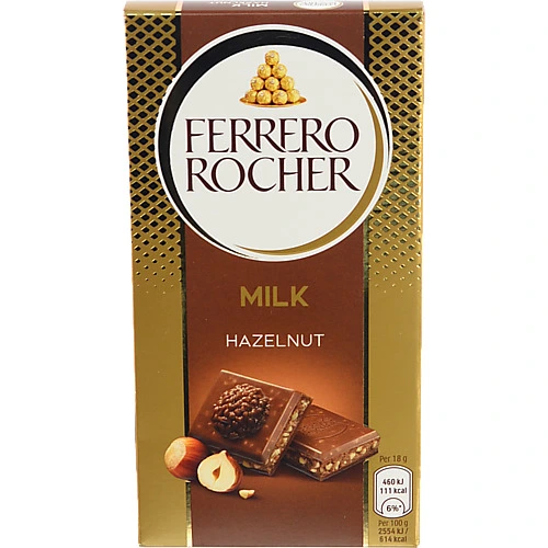 Шоколад молочний з горіховою начинкою та подрібненими лісовими горіхами Original Ferrero Rocher к/у 90г