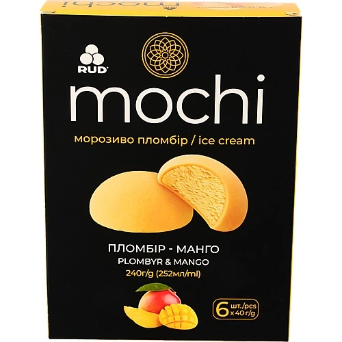 Морозиво Пломбір-манго Mochi Rud к/у 6х40г