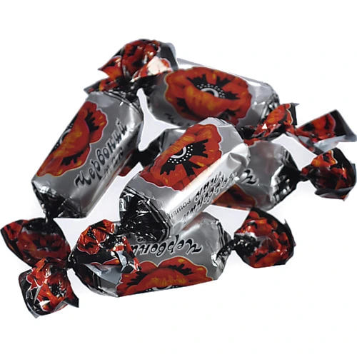 Цукерки глазуровані шоколадною глазур'ю Червоний мак Roshen кг