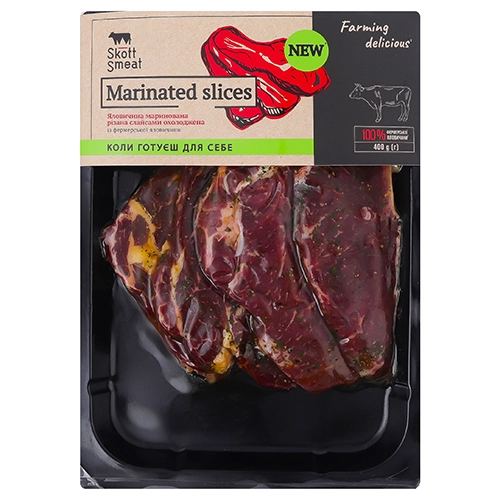 Яловичина Skott Smeat маринована, різана слайсами, охолоджена, 400 г