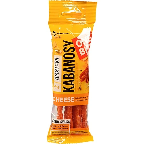 Ковбаски [Дмитрук One Bite Kabanosy Cheese k з мяса птиці з сиром 40 г