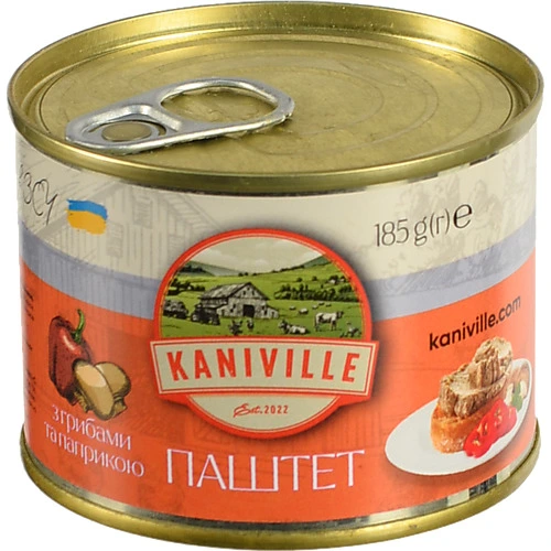 Паштет м'ясний з грибами та паприкою Kaniville з/б 185г