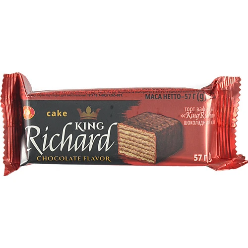 Вафельний батончик King Richard 57г шоколадний