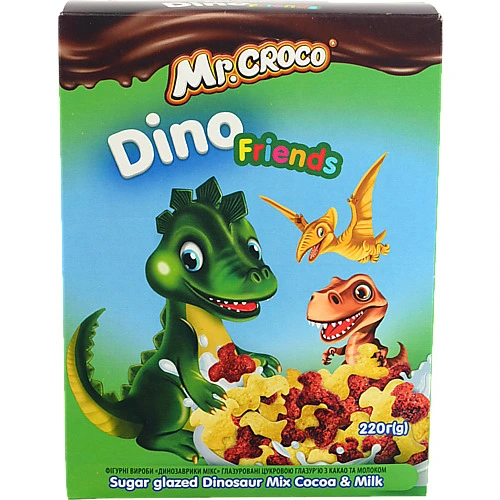 Сніданок сухий з какао та молоком Динозаврики Мікс Mr. Croco 220г