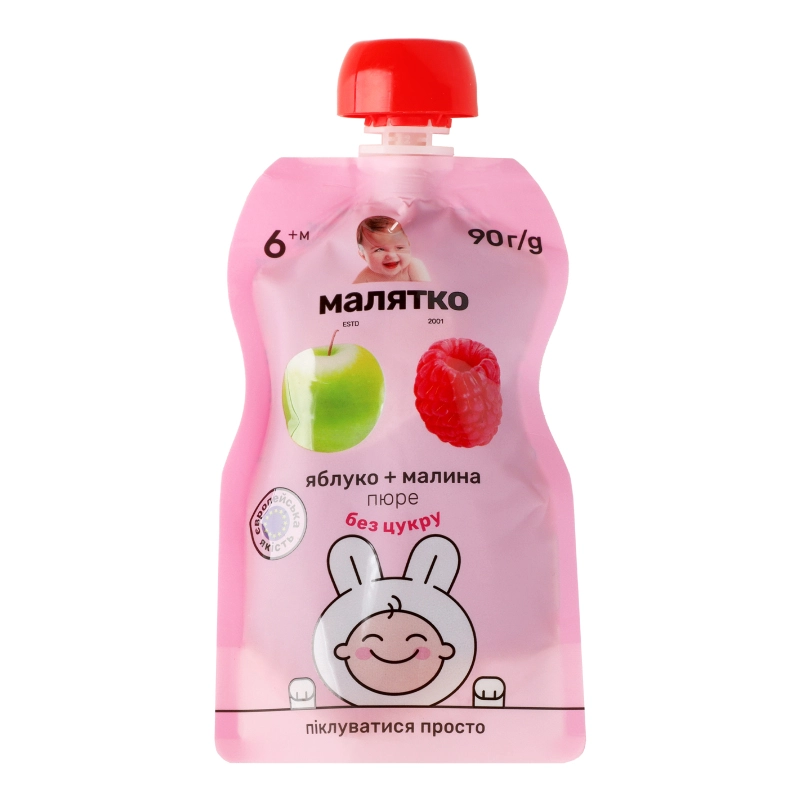 Пюре для дітей від 6міс без цукру Яблуко-малина Малятко д/п 90г
