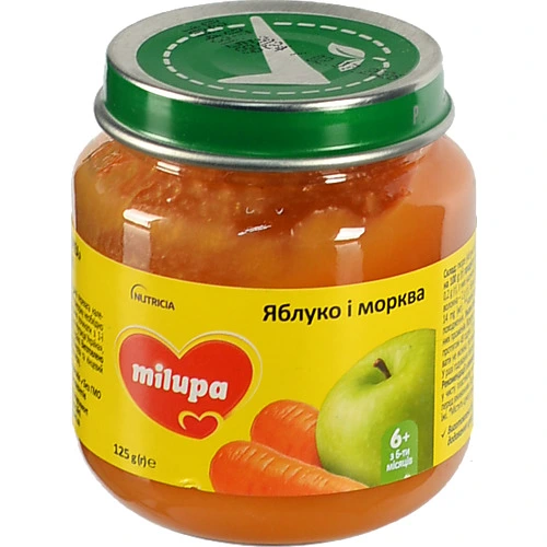 Пюре для дітей від 6міс фруктове Яблуко-морква Milupa с/б 125г