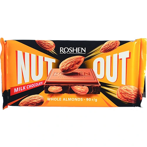 Шоколад молочний Whole Almonds Nut Out Roshen м/у 90г