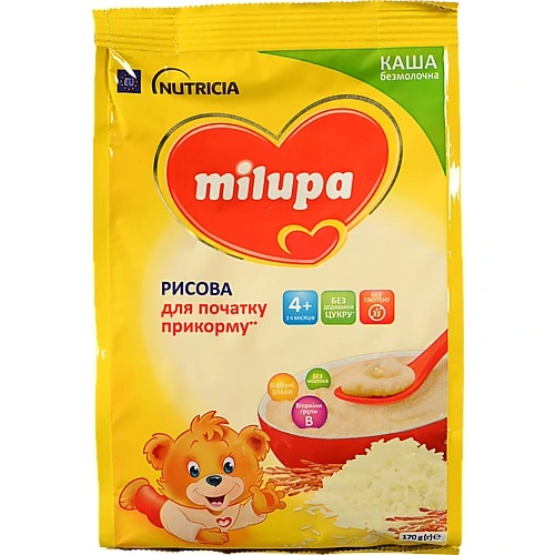 Каша безмолочна для дітей від 4міс суха рисова Milupa м/у 170г