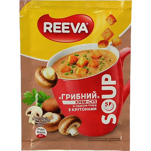 Крем-суп Reeva зі смаком грибів з крутонами 15.5г