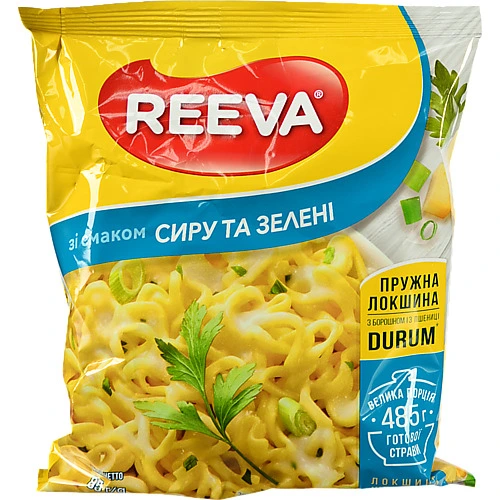 Локшина швидкого приготування зі смаком сиру та зелені Reeva 85г