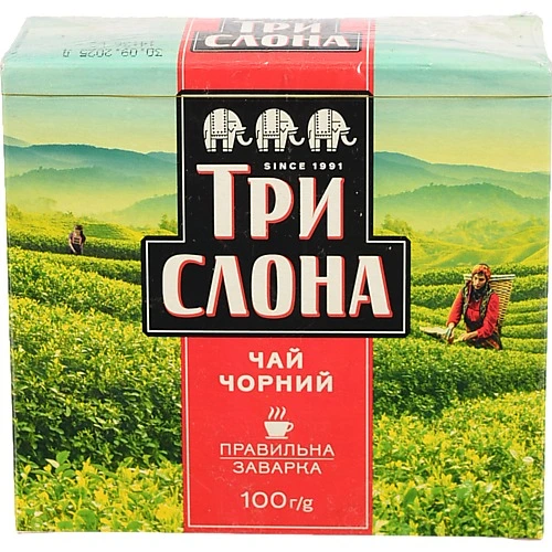 Чай Три Слони чорний байховий листовий 100г