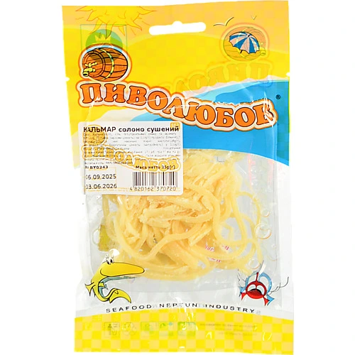 Кальмар Піволюбов 35г солоно сушений