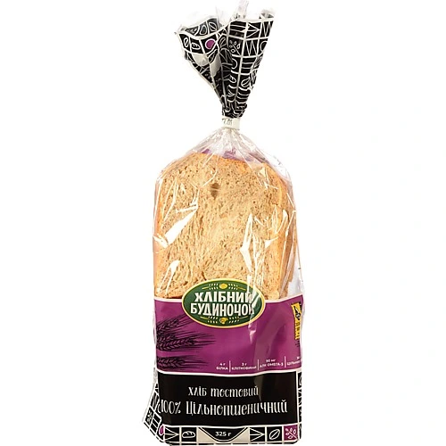 Хліб [Тостовий Цільнопшеничнийk від ТМ [Хлібний Будиночокk, нарізаний, 325 г