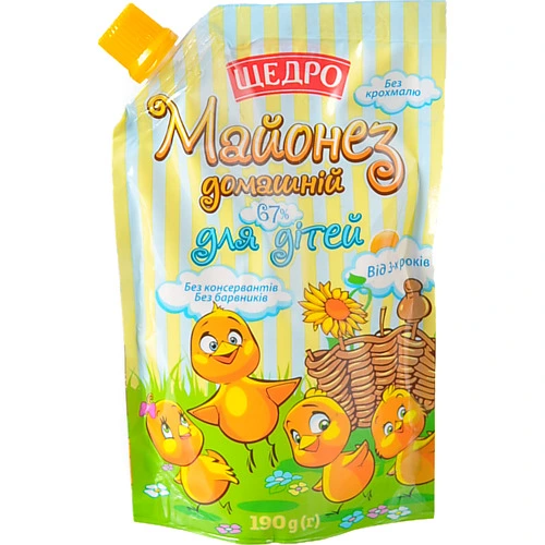 Майонез 67% для дітей від 3років Домашній Щедро 190г
