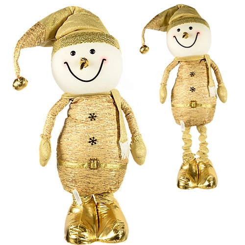 Декор новорічний телескопічний Сніговик золото 100-180см