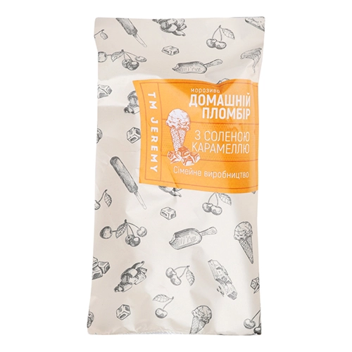 Морозиво Jeremy 100г пломбір солена карам.в цукровому конусі