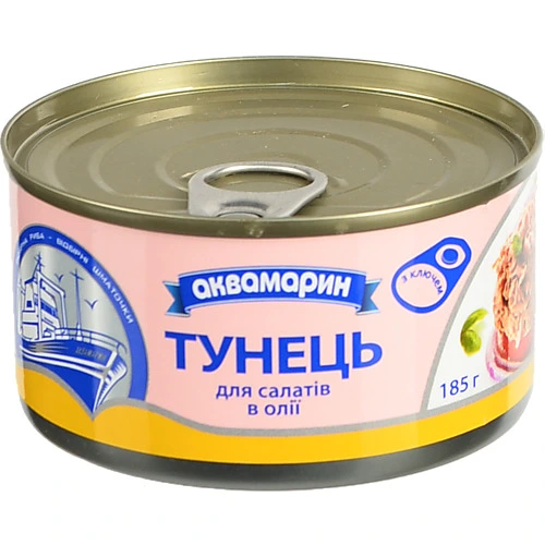 Тунець для салатів в олії Аквамарин з/б 185г