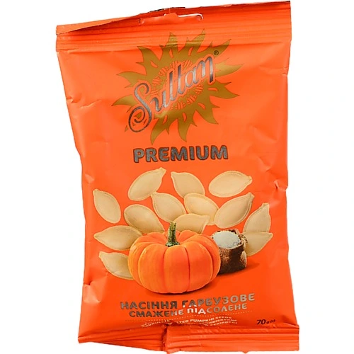 Насіння Sultan 70г гарбузове смажене підсолоне majestic