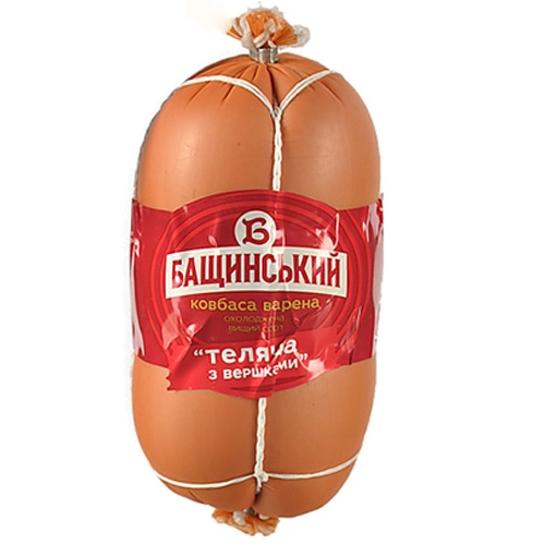 Ковбаса варена Теляча з вершками Бащинський 0.5кг