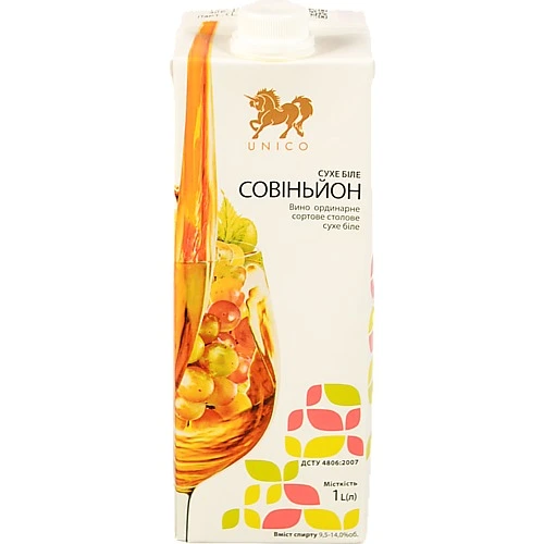 Вино Unico 1л совіньйон біле сухе пак