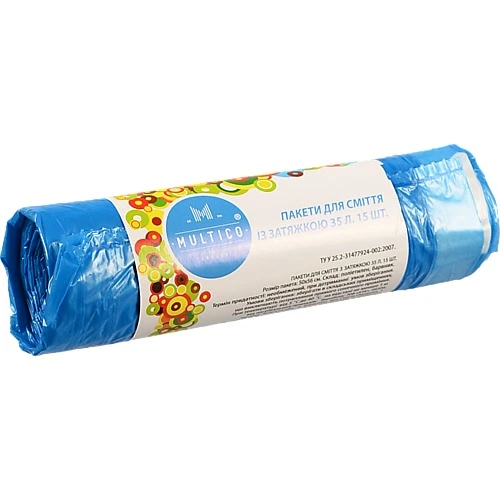 Пакети д.сміття MULTICO ODESSA 35л 15шт з затяжками кольорові