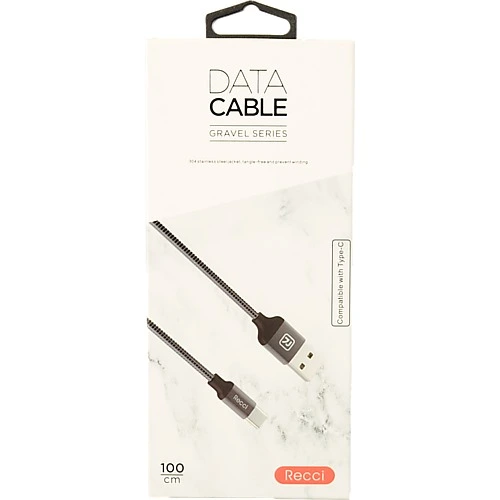 КабельType-C Recci RCT-W100 Gravel. 1м темно-сірий