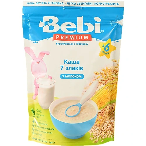 Каша молочна для дітей від 6міс 7 злаків Premium Bebi д/п 200г