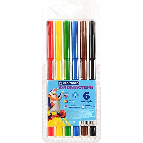 Фломастери Centropen пінгвін 6цв 7990.06
