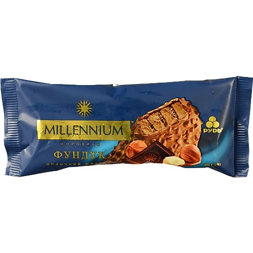 Морозиво вершкове Молочний шоколад-фундук Millennium Рудь м/у 80г