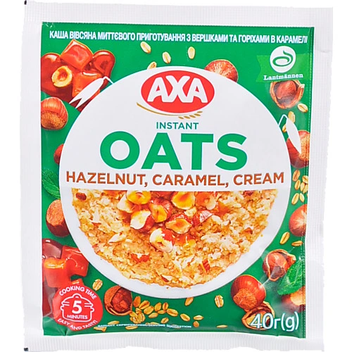Каша вівсяна миттєвого приготування з вершками і горіхами в карамелі AXA м / у 40г