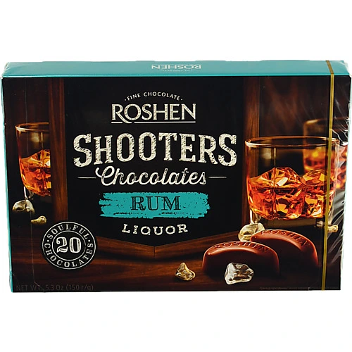 Цукерки шоколадні Rum Liquor Shooters Roshen к/у 150г