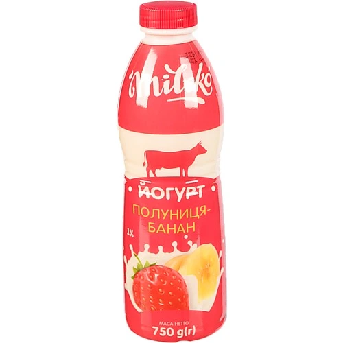 Йогурт Mileko 750г 1% Полуниця Банан