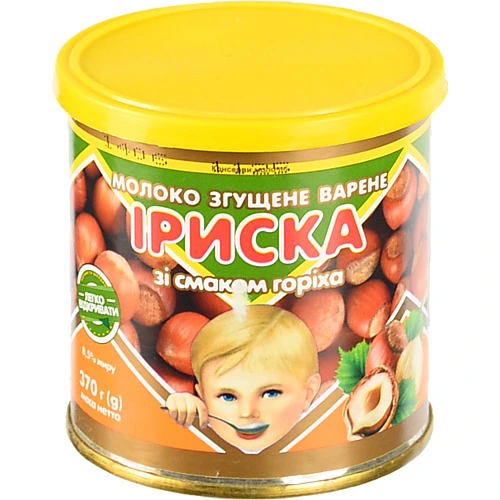 Молоко згущене 8.5% варене зі смаком горіху Іриска Первомайський МКК з/б 370г