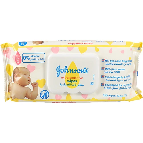 Серветки дитячі вологі Extra sensitive Johnson's 56шт