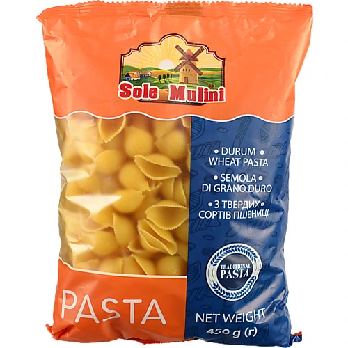 Макарони Sole Mulini 450г велика мушля твердих сортів