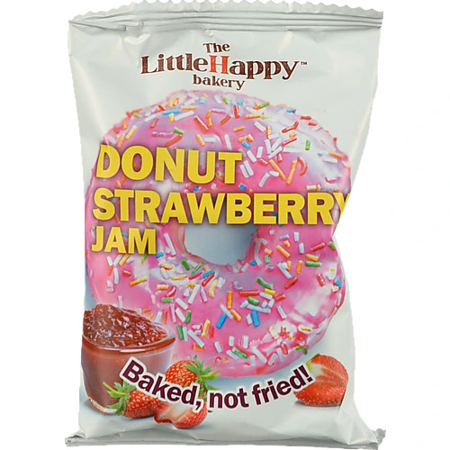 Пончик LittleHappy bakery 60г полуничний джем полунична глазурь