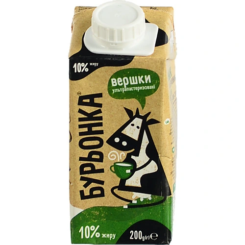 Вершки 10% ультрапастеризовані Бурьонка т/п 200г