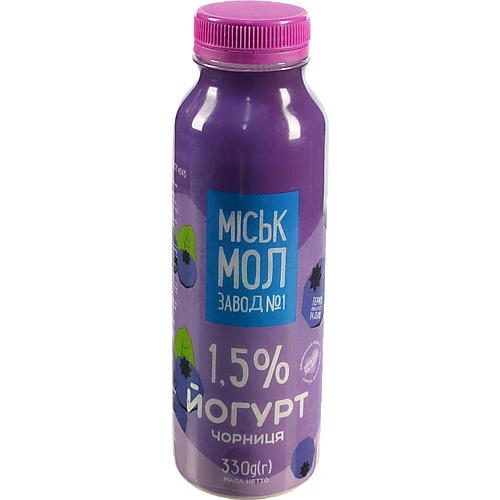 Йогурт 1.5% Чорниця Міськмолзавод 1 п/пл 330г