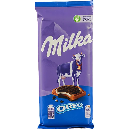 Шоколад молочний з печивом з начинкою зі смаком ванілі Oreo Milka м/у 92г