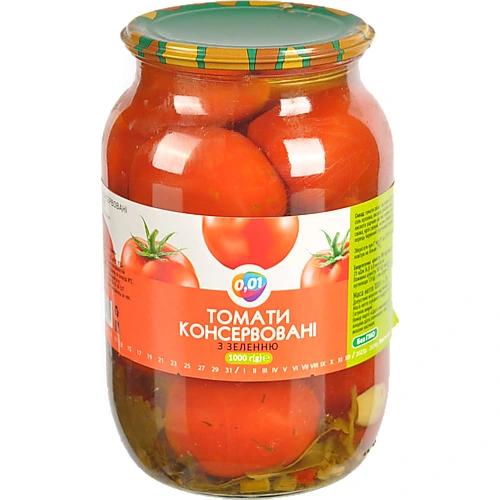 Томати 0.01 1л консервовані зелень