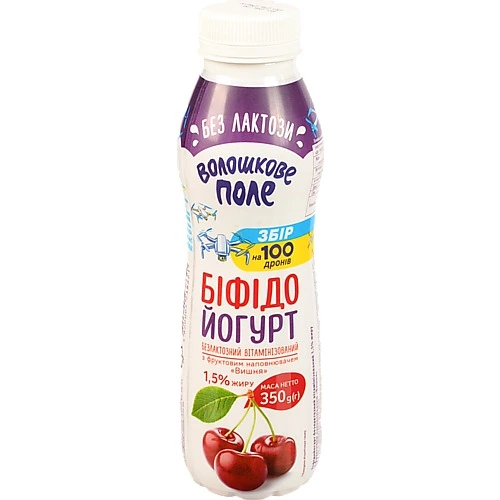 Біфідойогурт Волошкове поле 350г 1.5% вишня безлактозний