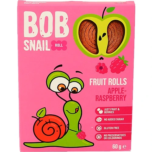 Цукерки фруктово-ягідні натуральні Apple-raspberry Rolls Bob Snail к/у 60г