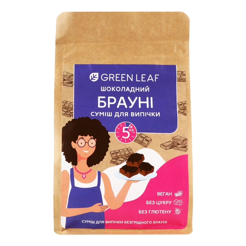 Суміш для випічки Шоколадний брауні Green Leaf д/п 300г