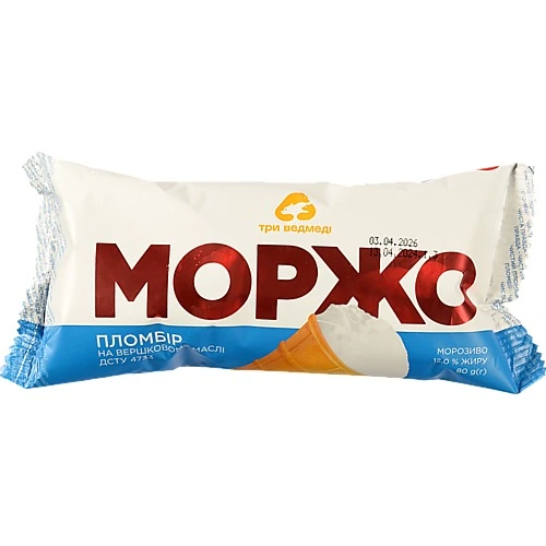 Морозиво Моржо Три Ведмеді 80г пломбір ваф.ст