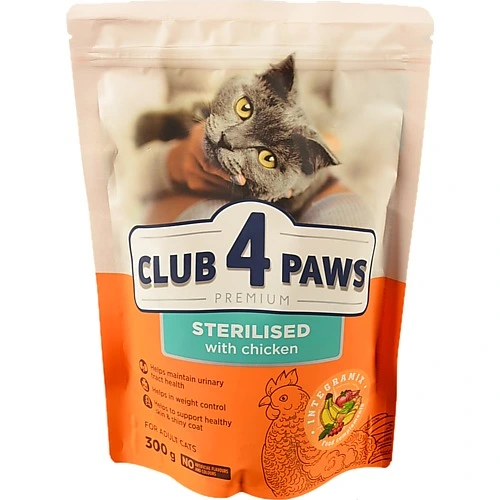 Корм сухий для дорослих стерилізованих котів Sterilised Premium Club 4 Paws д/п 300г