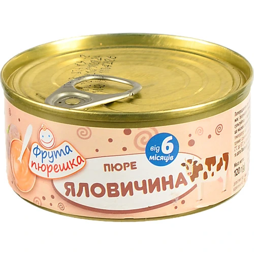 Пюре для дітей від 6міс Яловичина Фрута пюрешка з/б 120г
