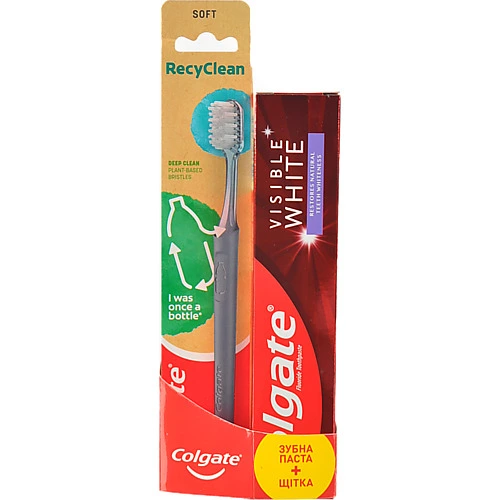 Зубна паста Колгейт Вiзiбл Уайт  зубна щітка ресайклiн