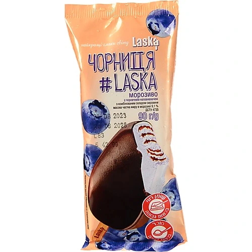 Морозиво 9.8% Чорниця Laska м/у 90г