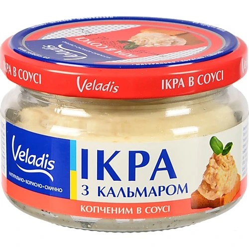 Ікра атлантичних риб з кальмаром копченим в соусі Veladis 160г